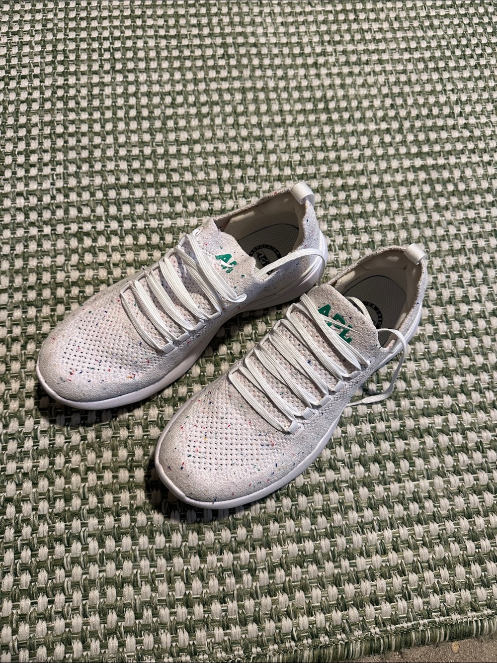 APL White Athletic Knit Sneakers with Green Accent